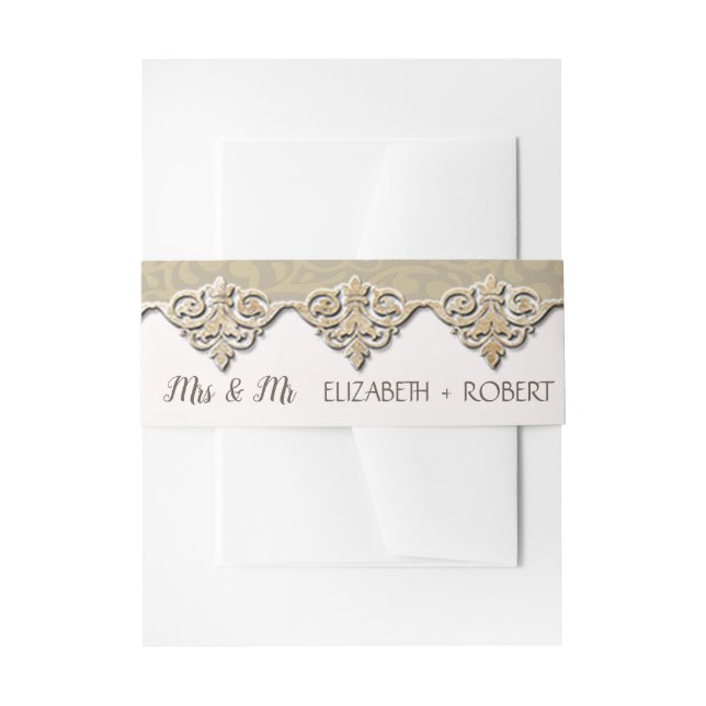 Cintas Para Invitaciones Elegante damasco chic (Anverso Ejemplo)