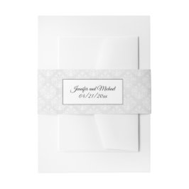 Cintas Para Invitaciones Elegante Damask Boda blanco con texto