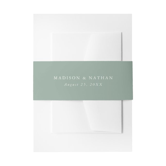 Cintas Para Invitaciones Elegante Dark Sage Green | Boda personalizado (Anverso Ejemplo)