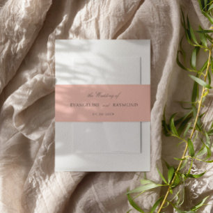 Cintas Para Invitaciones Elegante escritura ligera Coral Rococó Boda