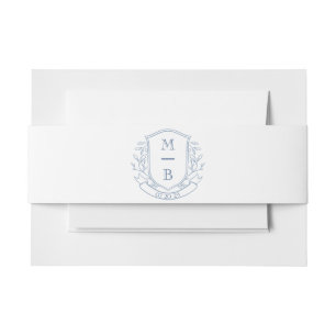 Cintas Para Invitaciones Elegante Escudo azul francés vintage Monograma ini
