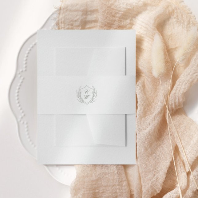 Cintas Para Invitaciones Elegante Escudo botánico Wreath Monograma Boda (Subido por el creador)