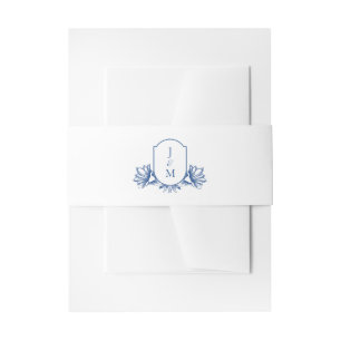 Cintas Para Invitaciones Elegante Escudo de Monograma Botánico Marsella Ble