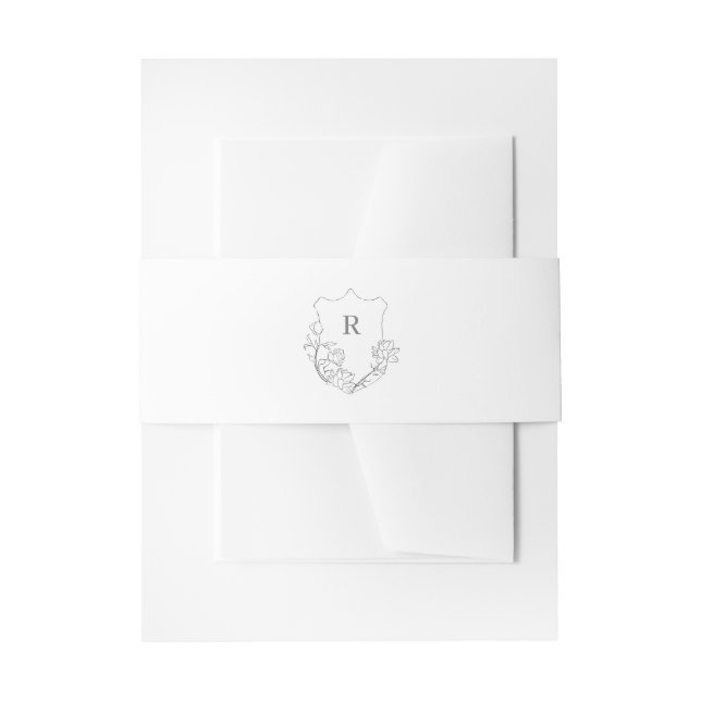 Cintas Para Invitaciones Elegante Escudo floral Monograma Boda (Anverso Ejemplo)