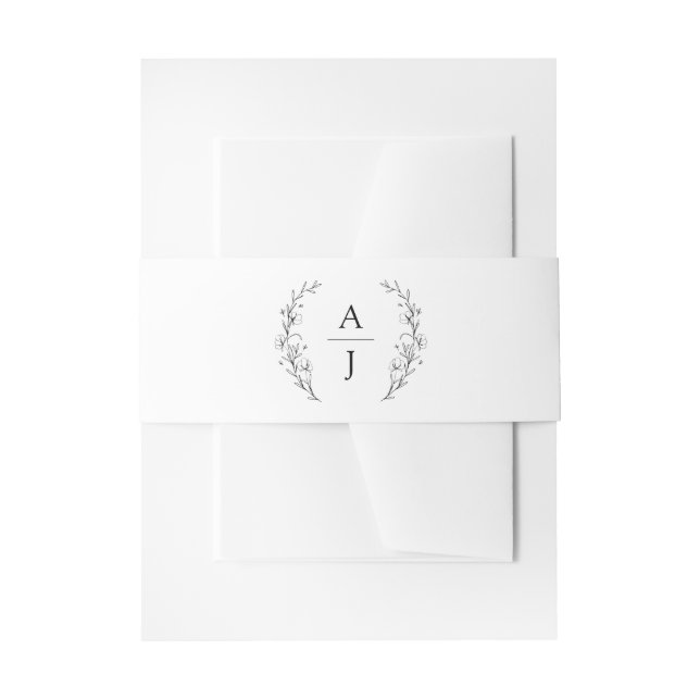 Cintas Para Invitaciones Elegante Escudo floral Monograma Boda (Anverso Ejemplo)