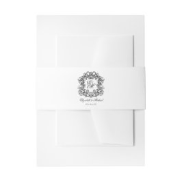 Cintas Para Invitaciones Elegante Escudo Script Monograma Boda