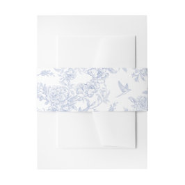 Cintas Para Invitaciones Elegante Estampado Francés Toile Floral Azul