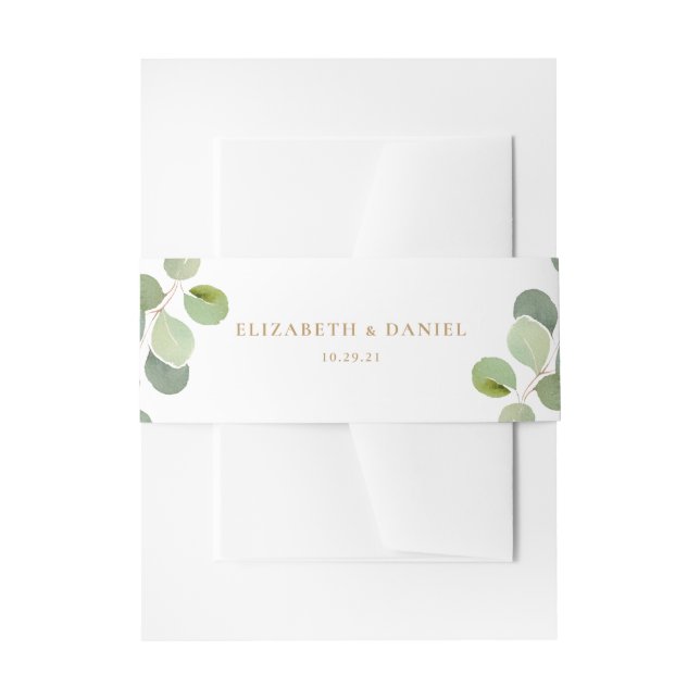 Cintas Para Invitaciones Elegante Eucalyptus Greenery Boda personalizado (Anverso Ejemplo)