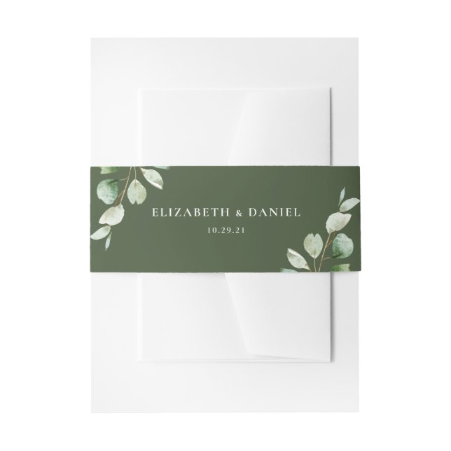 Cintas Para Invitaciones Elegante Eucalyptus Greenery Boda personalizado (Anverso Ejemplo)