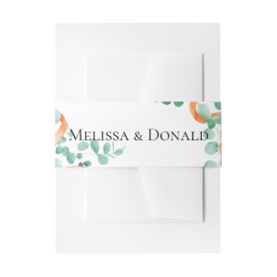 Cintas Para Invitaciones Elegante Eucalyptus Greenery Peach Floral Boda