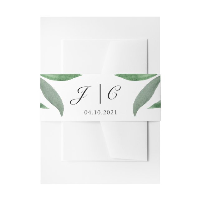 Cintas Para Invitaciones Elegante Eucalyptus Monograma Botánico Blanco (Anverso Ejemplo)