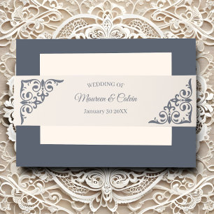 Cintas Para Invitaciones Elegante filigrí dorado sobre Boda blanco