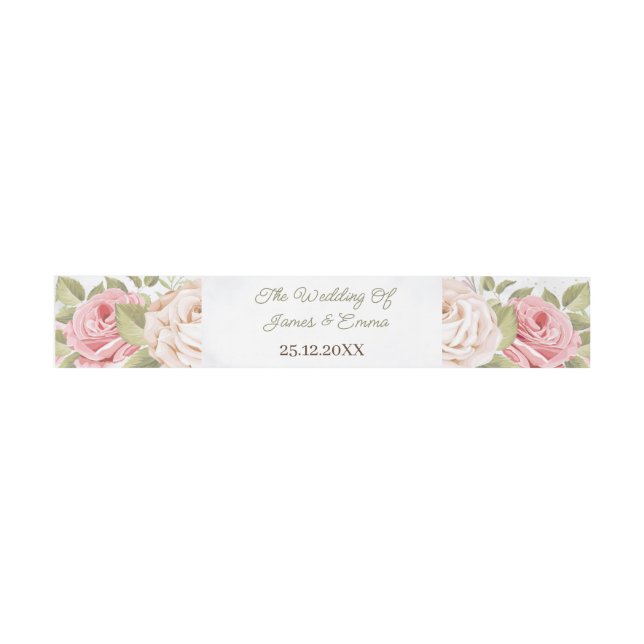 Cintas Para Invitaciones Elegante flor Rosa personalizada (Superficie plana)