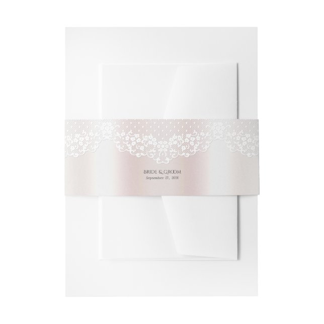 Cintas Para Invitaciones Elegante floral de encaje blanco (Anverso Ejemplo)