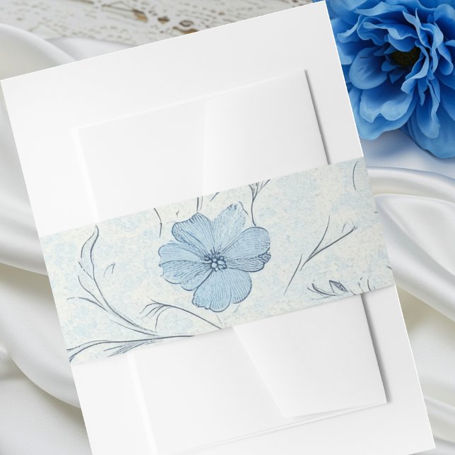 Cintas Para Invitaciones Elegante Floral Dusty Blue Botanical Spring Weddin (Subido por el creador)