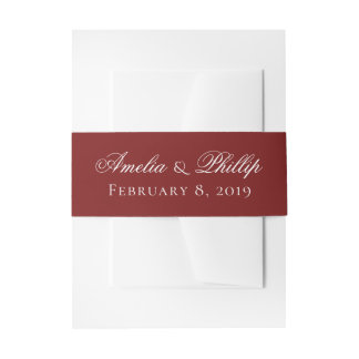 Cintas Para Invitaciones Elegante Garnet Boda Roja y Blanca Invitan a las B