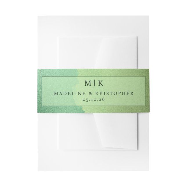 Cintas Para Invitaciones Elegante Gradiente Verde Minimalista (Anverso Ejemplo)