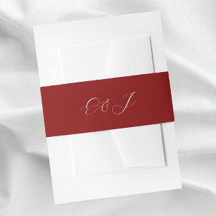 Cintas Para Invitaciones Elegante guión clásico monograma boda rojo