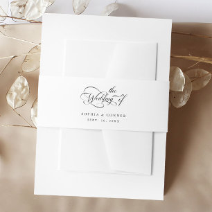 Cintas Para Invitaciones Elegante guión de estilo de Boda negro y blanco