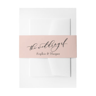 Cintas Para Invitaciones Elegante Guión De Lujo Rubor Rosa El Boda De