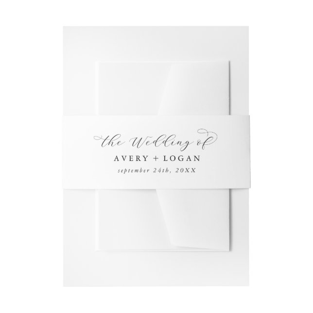 Cintas Para Invitaciones Elegante Guión El Boda De (Anverso Ejemplo)