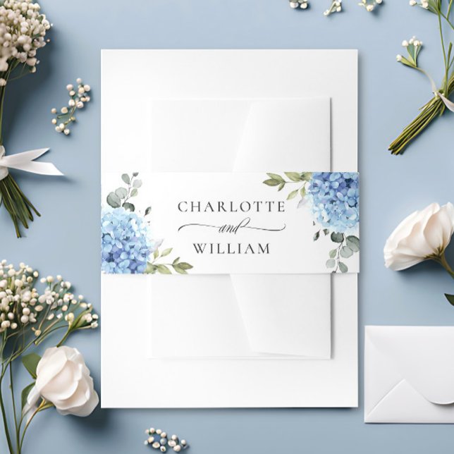 Cintas Para Invitaciones Elegante Hidrangea Azul Eucalyptus Boda Floral (Subido por el creador)