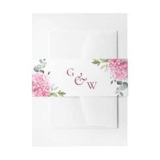 Cintas Para Invitaciones Elegante Hidrangea Rosa Eucalyptus Monograma Boda