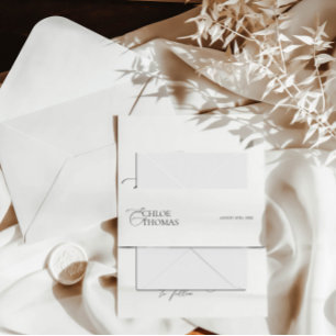 Cintas Para Invitaciones Elegante invitación a la boda blanca y negra
