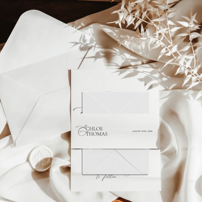 Cintas Para Invitaciones Elegante invitación a la boda blanca y negra (Elegant Black & White Wedding Invitation Invitation Belly Band)