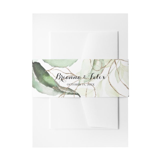 Cintas Para Invitaciones Elegante Invitación a la Boda de Verdor de Oro (Anverso Ejemplo)