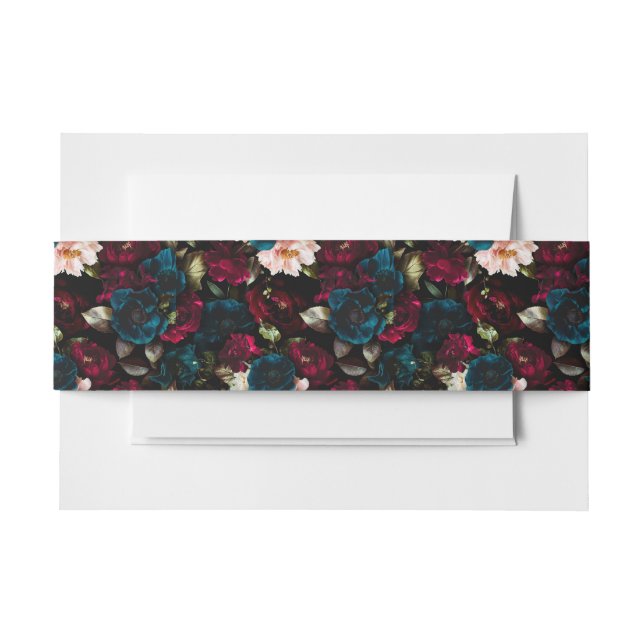 Cintas Para Invitaciones Elegante Invitación a la Boda Floral Oscura (Anverso Ejemplo)