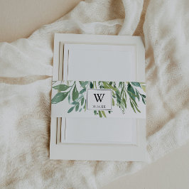 Cintas Para Invitaciones Elegante invitación a la boda tropical verde folla