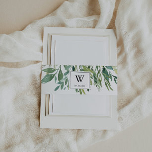 Cintas Para Invitaciones Elegante invitación a la boda tropical verde folla