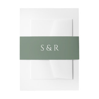 Cintas Para Invitaciones Elegante Invitación Monograma Verde Salvia