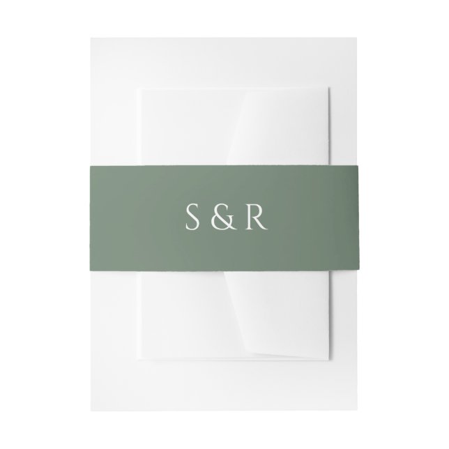 Cintas Para Invitaciones Elegante Invitación Monograma Verde Salvia (Anverso Ejemplo)