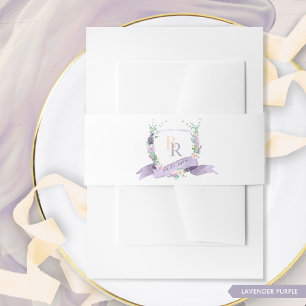 Cintas Para Invitaciones Elegante Lavanda Morado Monograma Boda Escudo