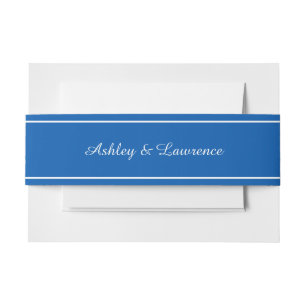 Cintas Para Invitaciones Elegante Línea Blanca Azul Personalizada