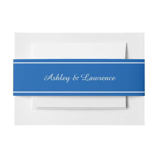 Cintas Para Invitaciones Elegante Línea Blanca Azul Personalizada (Anverso Ejemplo)