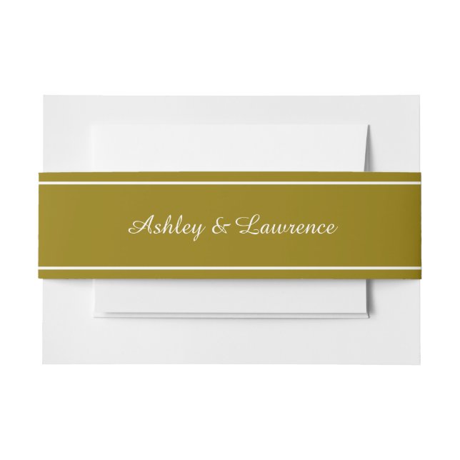 Cintas Para Invitaciones Elegante línea blanca de oro oscuro personalizado (Anverso Ejemplo)