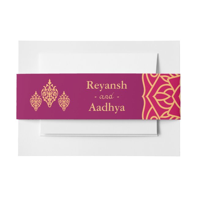Cintas Para Invitaciones Elegante Magenta Gold Hindu Mandala Boda indio (Anverso Ejemplo)
