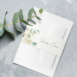 Cintas Para Invitaciones Elegante Magnolia Eucalipto Script