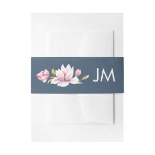 Cintas Para Invitaciones Elegante Magnolia Monograma Boda Floral