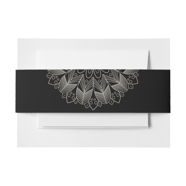 Cintas Para Invitaciones Elegante Mandala Indio Boho Chic Boda Negra (Anverso Ejemplo)
