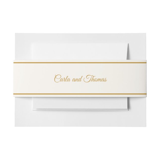 Cintas Para Invitaciones Elegante marca de marfil y oro (Anverso Ejemplo)