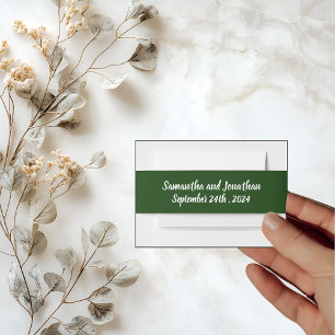 Cintas Para Invitaciones Elegante marco de guión dorado en verde