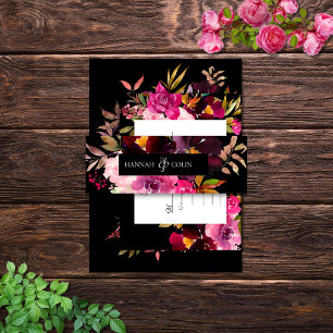 Cintas Para Invitaciones Elegante marco floral negro borgoña rosa