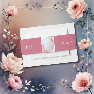 Cintas Para Invitaciones Elegante Marco floral rosado boda suave paño brill