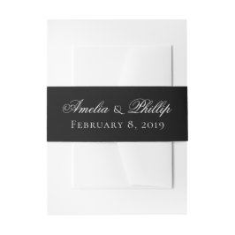 Cintas Para Invitaciones Elegante matrimonio blanco y negro invita a las ba