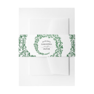 Cintas Para Invitaciones Elegante matrimonio verde damasco