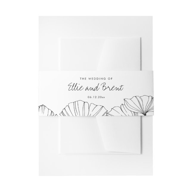 Cintas Para Invitaciones Elegante minimalista Ginkgo Biloba boda (Anverso Ejemplo)